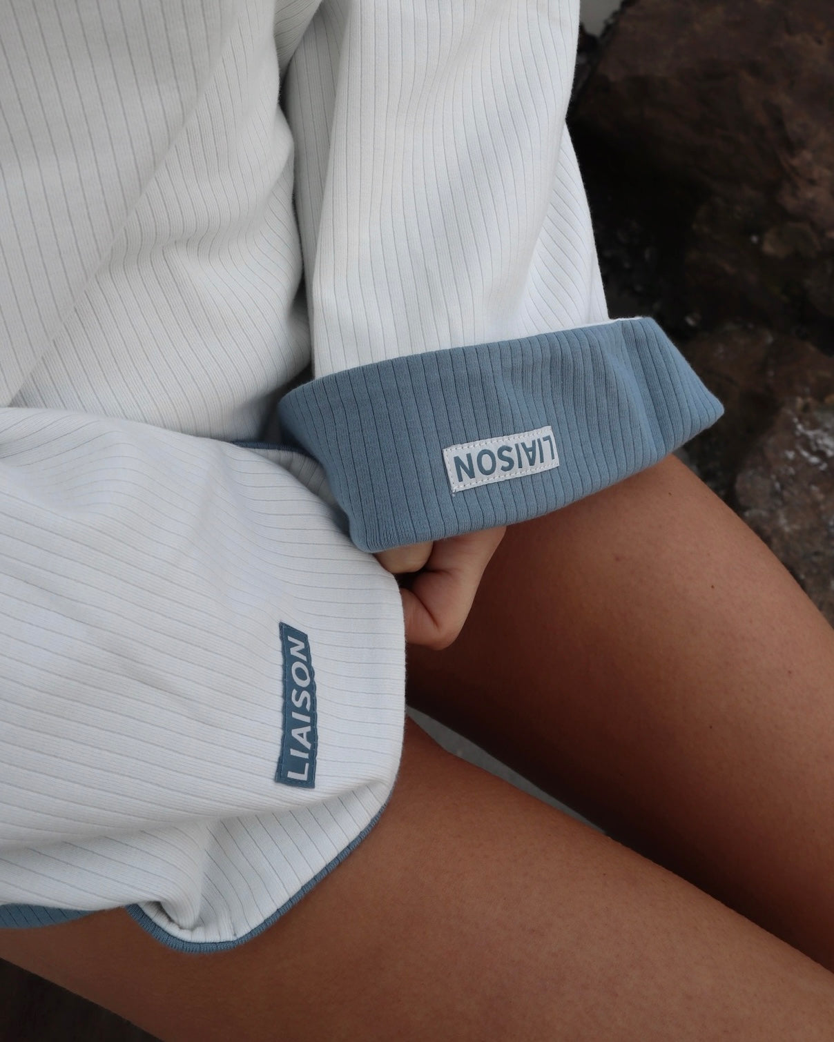 The Oversized Reversible Crew - Misty Blue/Cloud